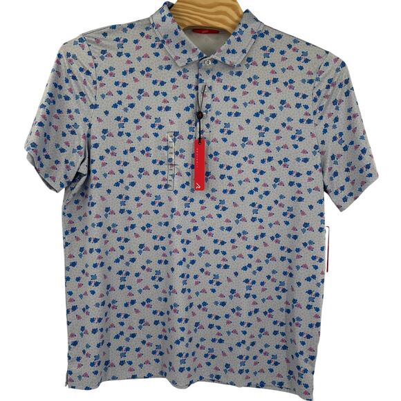 Redvanly Mens 2XL Blue Lavender Floral Short Sleeve Golf Leone Polo Shirt - Picture 6 of 7